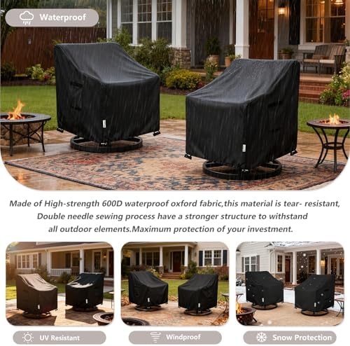 Patio Chair Covers Waterproof Patio Furniture Covers, 33W x 37D x 38 H Inches - Image 5