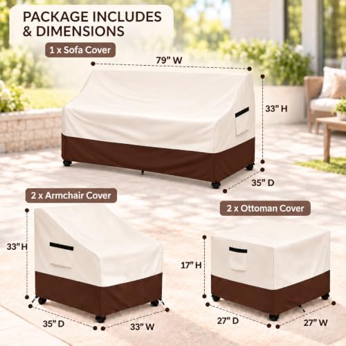 Rileytee 5 Pcs Patio Furniture Covers Waterproof - Image 2
