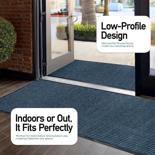 LuxUrux Premium Striped Blue Door Mat Set - Image 4