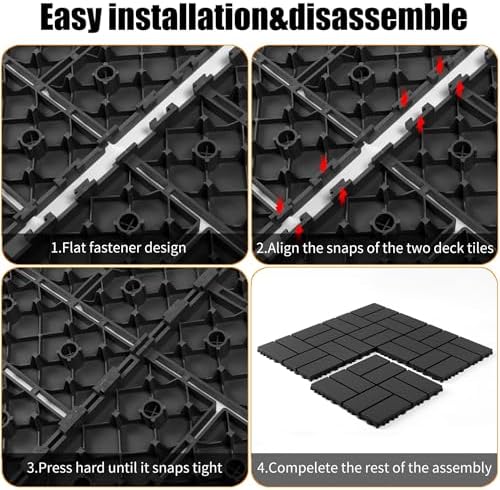 44 Pack Interlocking Deck Tiles, All-Weather Outdoor Deck Tiles - Image 4