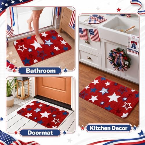 Capoda 1 Pcs Patriotic Bathroom Rug 20 x 30 Inch 4th of July Star Bath Mat - Image 5