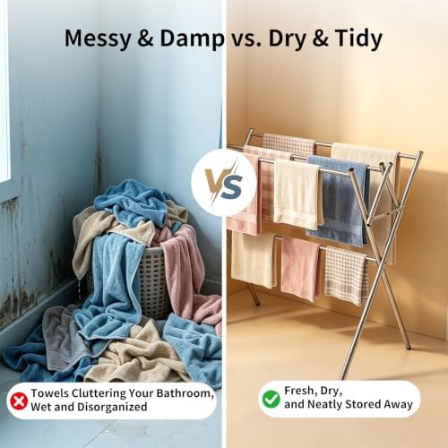 Small Drying Rack for Clothes, Compact 4 Drying Poles Foldable Laundry Rack - Image 4