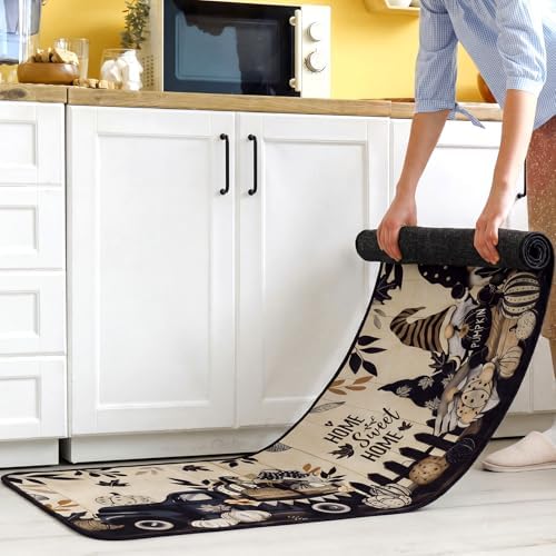 SATINIOR 3 Pcs Fall Kitchen Rugs and Mats Black Pumpkin Non Slip Floor Mats - Image 3