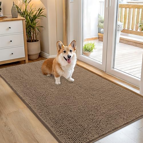 OLANLY Dog Door Mat for Muddy Paws 54x32, Super Absorbent Chenille Mud Mat by OLANLY