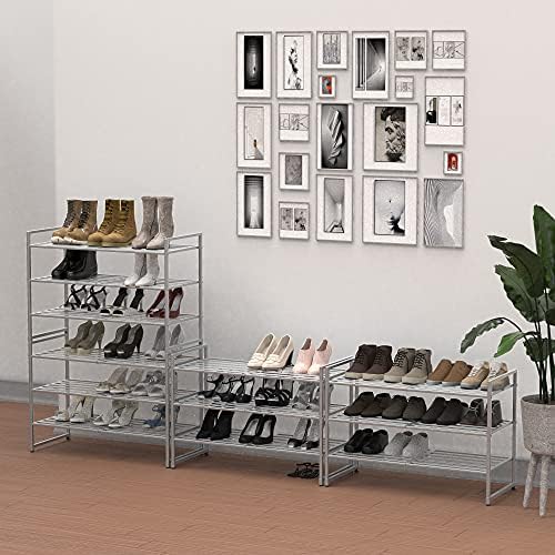 Simple Houseware 3-Tier Stackable Metal Panel Shoe Rack - Image 2