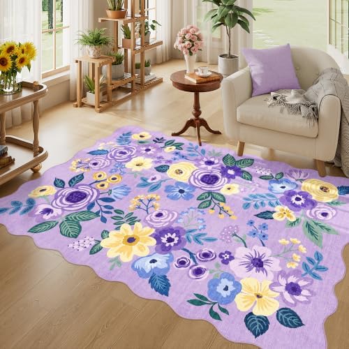 DUKINO 4x6 Area Rug, Non Slip Floral Washable Rug - Image 3