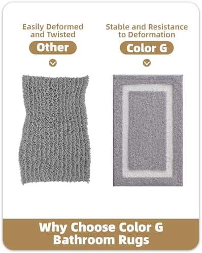 Color&Geometry Gray Bathroom Rugs 43x24, Extra Soft Absorbent Microfiber Bath - Image 6