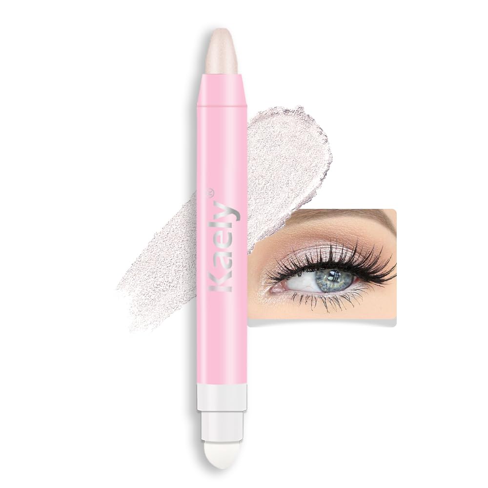 Kaely 2in1 Cream Eye Shadow Brightener Sticks for Eyes, Pencil Eyeshadow Applicator Stick Waterproof Pigmented, Eye Shadow Palette Highlighter Makeup, sombras para ojos, 18 Pearl Shimmer