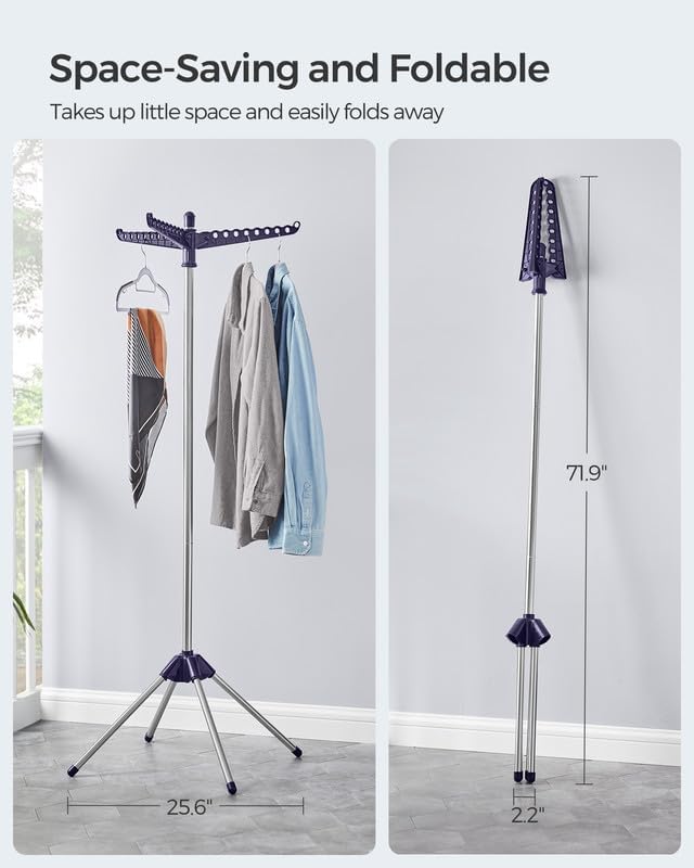 SONGMICS Clothes Drying Rack, 61.6-Inch Drying Rack, 3 Rotatable Arms - Image 3