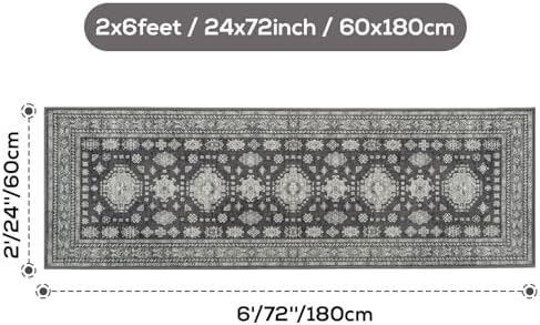 2x6 Runner Rug Washable Non Slip Boho Mat - Image 2