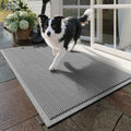Front Door Mat Outside Entrance Drainage Doormat Grey 20"x31" by QiCaiJia