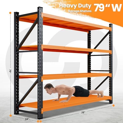 79” Wide Heavy Duty Metal Garage Shelving, Adjustable Storage Shelf - Image 2