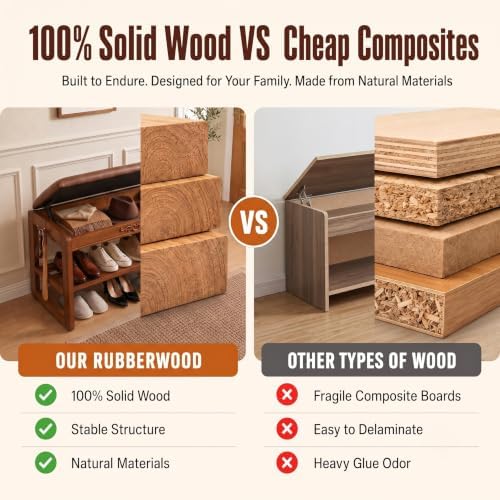 Shoe Rack Bench Solid Wood Shoe Storage Bench Entryway Shoe Bench 23.6'' - Image 3