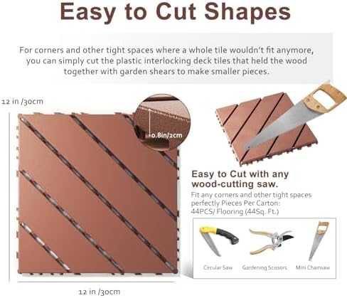 EchoDeck Interlocking Deck Tiles, 44 Pack Deck Tiles Interlocking Outdoor All - Image 6