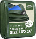 RAINDEWAY 16x16 Feet Tarps Heavy Duty Waterproof 10.5 Mil Outdoor Poly Tarp by RAINDEWAY