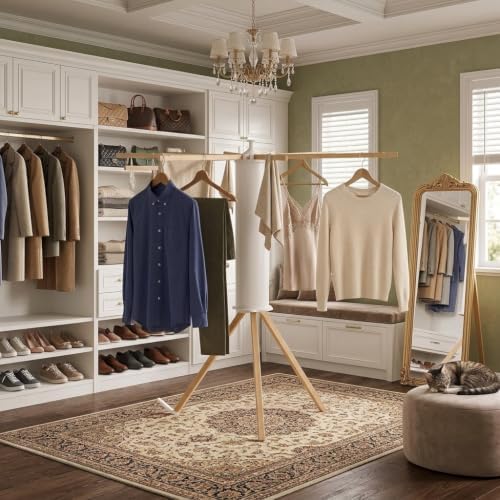 SUYU Clothes Drying Rack Foldable, Heavy Duty Tripod Laundry Drying Rack - Image 3