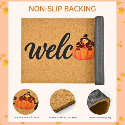 Fall Turkey Welcome Door Mat for Front Door Outdoor Indoor 17x29 in - Image 4