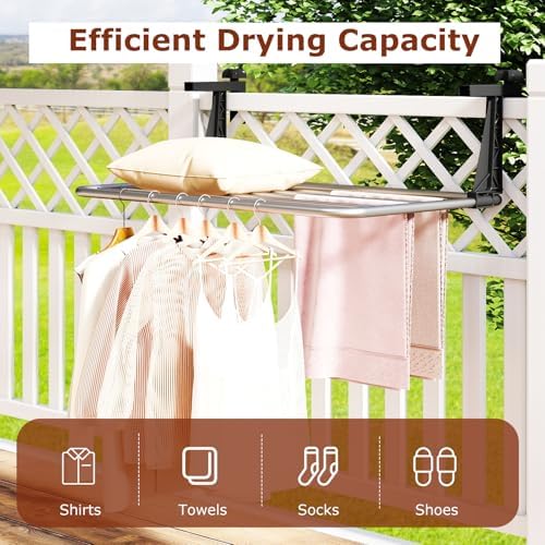 GIANTEX Portable Clothes Drying Rack, 25.5" Aluminum Hanging Laundry Rack - Image 6