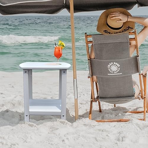 Adirondack Square Outdoor Side Table, 2-Tier Storage Patio Side Table, HDPE End - Image 7