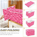Bolaz Storage Bins with Lids and Handles, Valentines Day Pink Hearts Storage - Image 3
