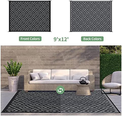 GENIMO Outdoor Rug, Waterproof Plastic Rugs 9'x12' - Image 2
