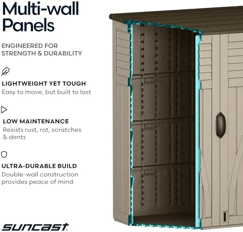 Suncast Outdoor Storage Shed, Water Resistant Resin Vertical Outdoor Storage - Image 6