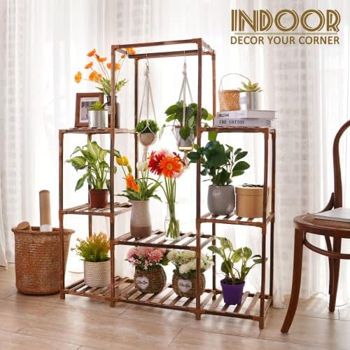 Uneedem Plant Stand Indoor Outdoor, 8 Tiered Plant Shelf Wood Plant Rack - Image 5