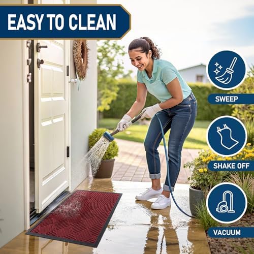 Smiry Front Door Mat Outside Entrance, Natural Rubber Doormat, 29.5x17 Inch - Image 6