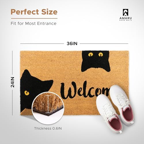 Coir Welcome Mat, Welcome Cats, 24 x 36 in - Image 2