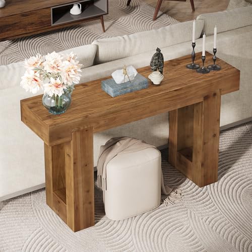 Tribesigns 55-Inch Long Console Table, Solid Wood Rectangular Sofa Table Behind - Image 4