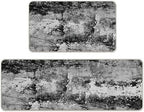 Farmhouse Black White Abstract Kitchen Rugs Set of 2 by Livcoz