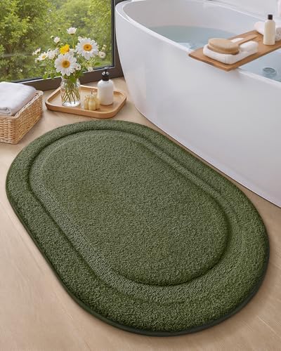Color&Geometry Small Green Bathroom Rugs, Non Slip Shower Mat - Image 2