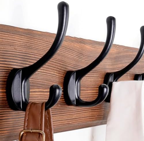 SKOLOO Rustic Coat Rack Wall Mount, 5 Hooks, 17 Inch, Solid Wood - Image 3