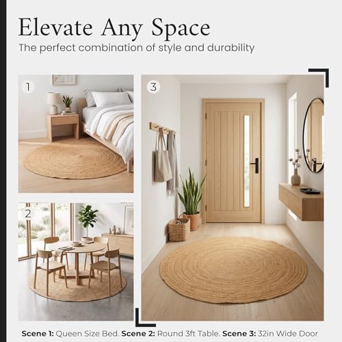 Jute Area Rug 5ft Round Natural Jute Rug - Image 2