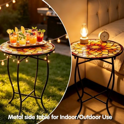 14" Outdoor Side Table, Rust Proof Small Metal Side Table - Image 7