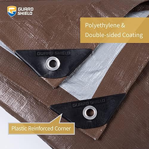 GUARD SHIELD Tarps Heavy Duty Waterproof 10x10 Feet Brown/Bright Silver Poly - Image 2