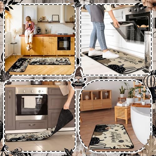 SATINIOR 3 Pcs Fall Kitchen Rugs and Mats Black Pumpkin Non Slip Floor Mats - Image 5