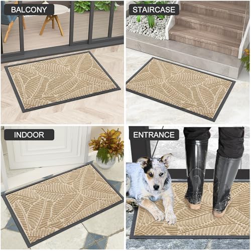 Colorxy Waterproof Front Doormat, Sturdy Natural Rubber Door Mat - Image 6