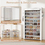 VILICK Shoe Rack with Cover Narrow Shoe Organizer with Pockets 10 Tier Tall - Image 6