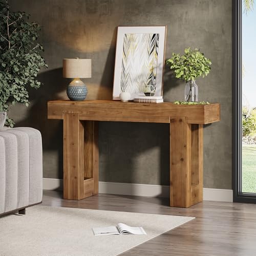 Tribesigns 55-Inch Long Console Table, Solid Wood Rectangular Sofa Table Behind - Image 3