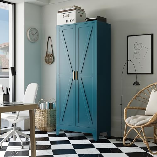 Bevivog 71" Tall Storage Cabinets Farmhouse Freestanding Tall Bookshelf - Image 4