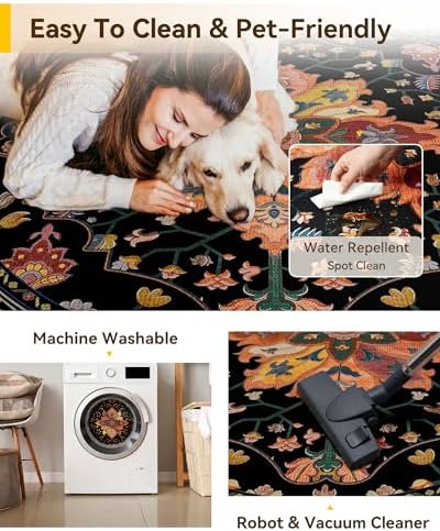 RELEANY Washable Area Rug, Round 4ft - Image 4