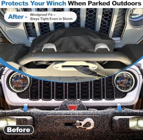 Winch Cover, Heavy Duty Waterproof Dust-Proof Winch Protection Cover, - Image 3