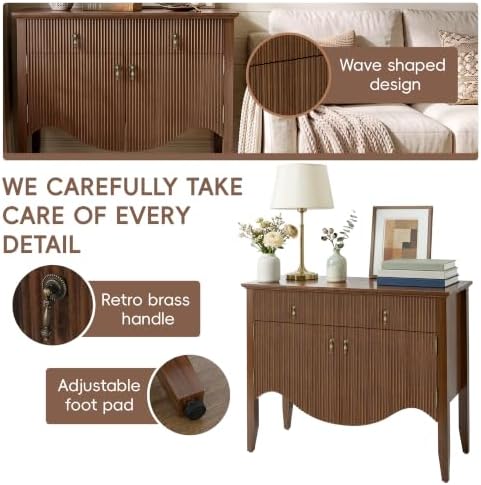 senlin 40" Fluted Console Table, Wooden Entryway Console Table - Image 5
