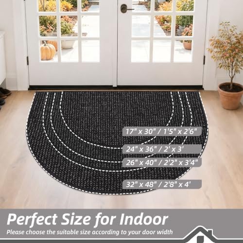 BEQHAUSE Dirt Trapper Door Mat 32" x 48" Half Circle Non Slip Rugs - Image 2
