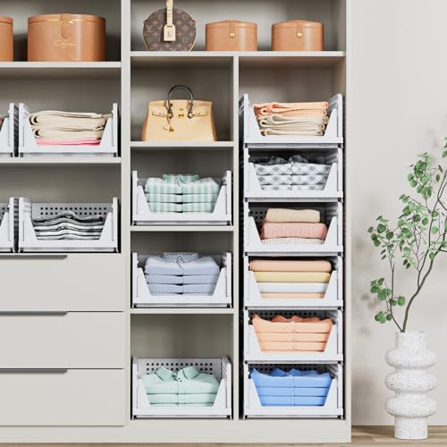caktraie 4 Pack Stackable Closet Storage Basket - Image 5