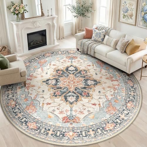 RELEANY Washable Area Rug, Round 8ft by RELEANY