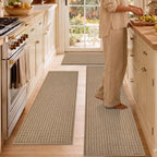 hicorfe Waffle Kitchen Runner Rugs Set of 3, Non Slip Kitchen Mats by Hicorfe