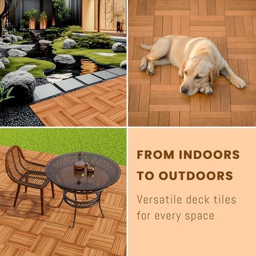 54Pcs Interlocking Deck Tiles, 12x12in Acacia Wood Flooring - Image 4