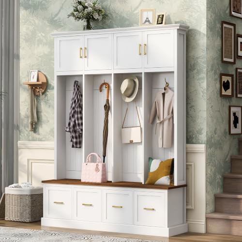 Quarte Hall Tree with Bench, Enclosed Storage, 4 Hooks - Image 2